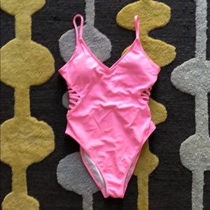 Pink one piece pink bathing suit medium